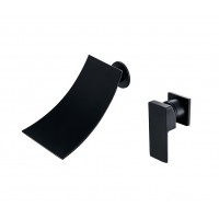 A0074B Ceramic cartridge single lever mixer tap faucet wall mounted black waterfall basin faucet